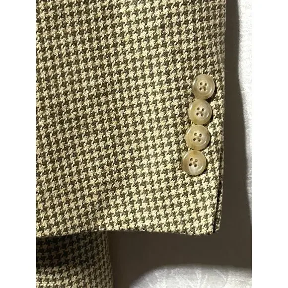Vintage Burberrry London Sport Coat 43R Brown Tan Houndstooth Suit - Picture 2 of 15